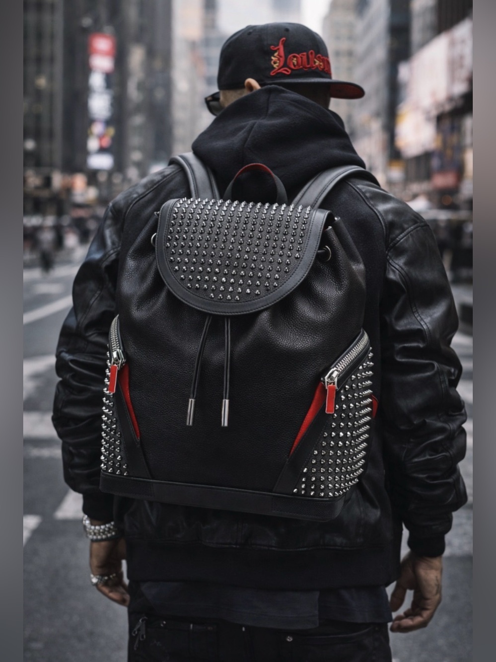 LARGE LOUBOUTIN FUNKY Calfskin Studded Backpack RARE LIMITED SPORT